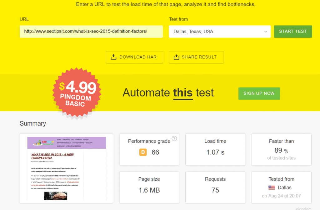 Web Page Speed Test With Im Vps W3Tc Cloudflare